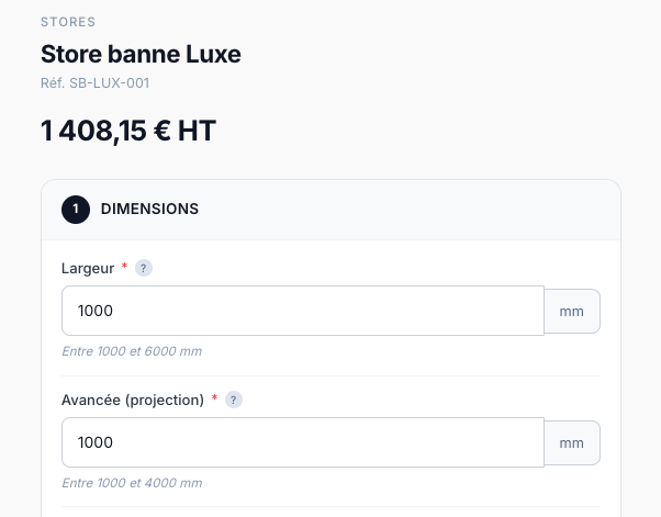 Configurateur de prix Passteque